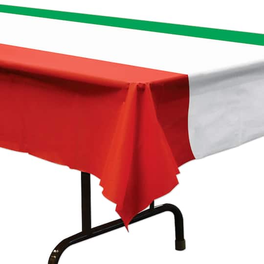 Beistle 54" x 108" Red, White & Green Plastic Table Covers, 2ct.